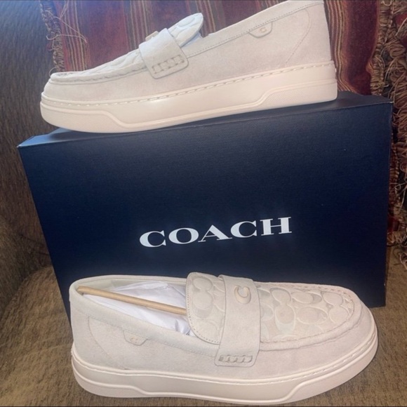 Coach Cream Loafers with Signature Pattern - Picture 1 of 10